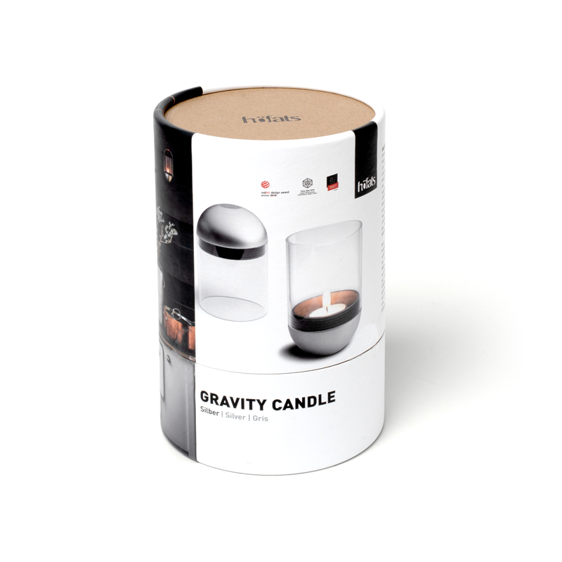 GRAVITY CANDLE Lantern silver Stylish and purposeful, the Gravity Candle Packaging adds a refined element to the environment.
