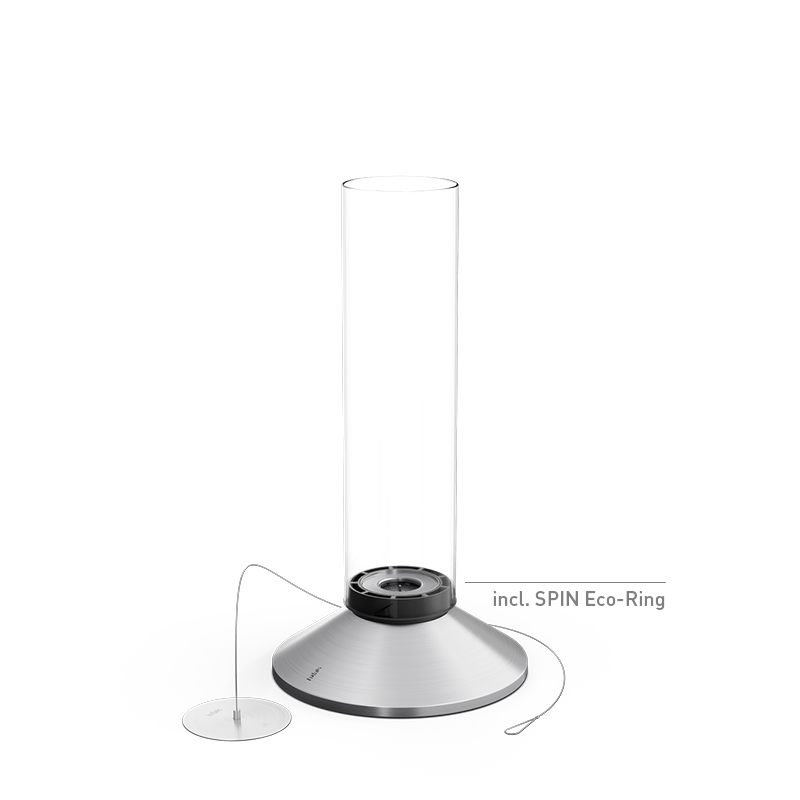 SPIN X 1200 Tabletop Fireplace silver SPIN X 1200 Tischfeuer silber Studiobild