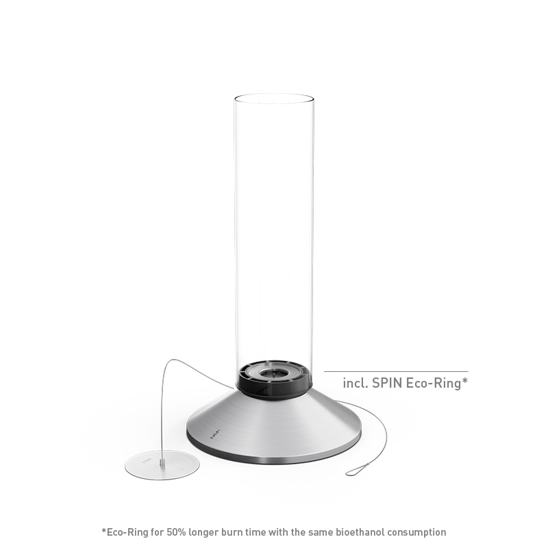 SPIN X 1200 Tabletop Fireplace silver SPIN X 1200 Tischfeuer silber Studiobild