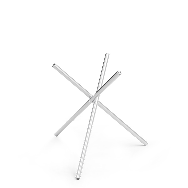 BOWL 70 Tripod Depicted here is a white table with four crossed legs, with the BOWL 70 Tripod.