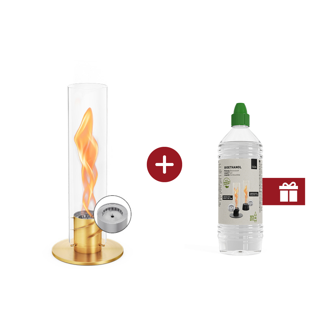An inviting scene with a SPIN and a bottle of ethanol with a gift lable on it