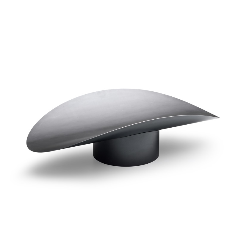 This image shows a black and white object on a white background, with the ELLIPSE Fire Bowl.