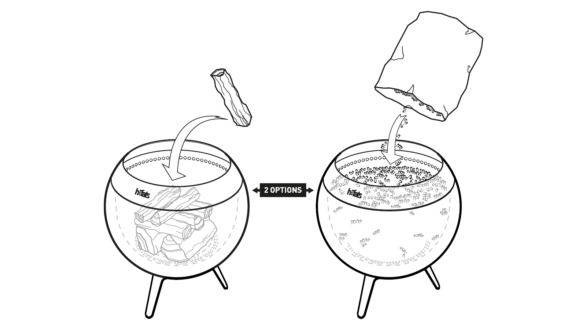 a drawing on the options on how to fire up the moon 45