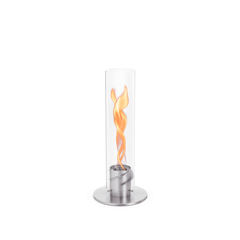 a glass cylinder with a flame inside.