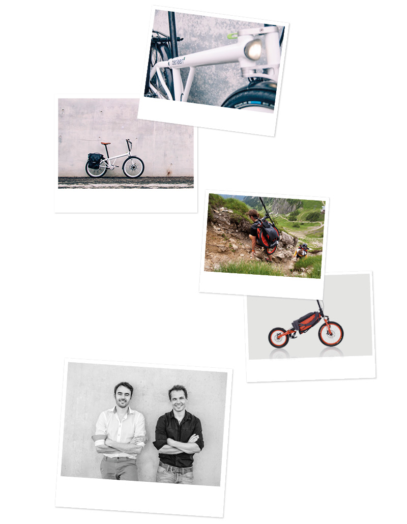 a collage of photos of a man and a bike.