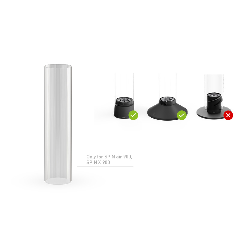 The Spin Air 900 glass cylinder is featured in a thoughtfully styled setting, balancing design and function.