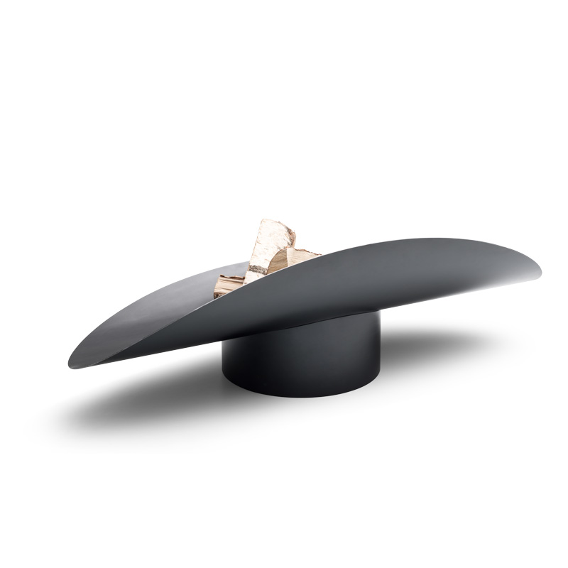 An image showing a black hat with a gold leaf on top, with the ELLIPSE Fire Bowl.