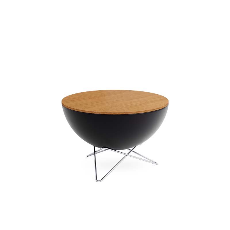 BOWL 57 Board The 00569 BOWL 57 Board is shown as the black and wood side table with a metal base, creating a stylish and accessible visual.