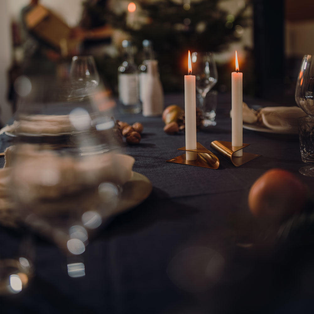 A table with a candle