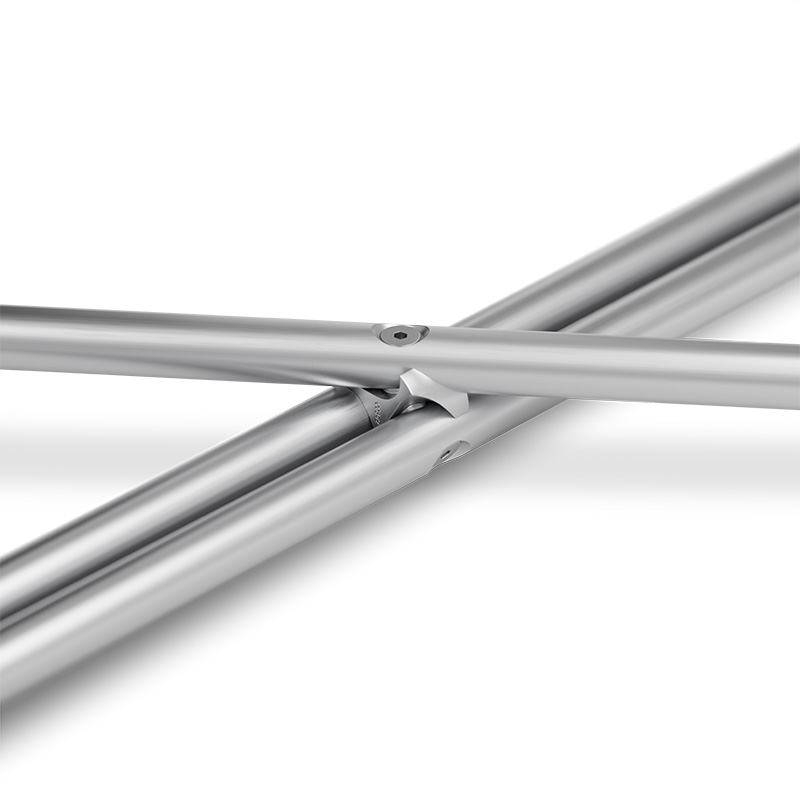 This image shows a pair of stainless steel poles, with the BOWL 70 Tripod.