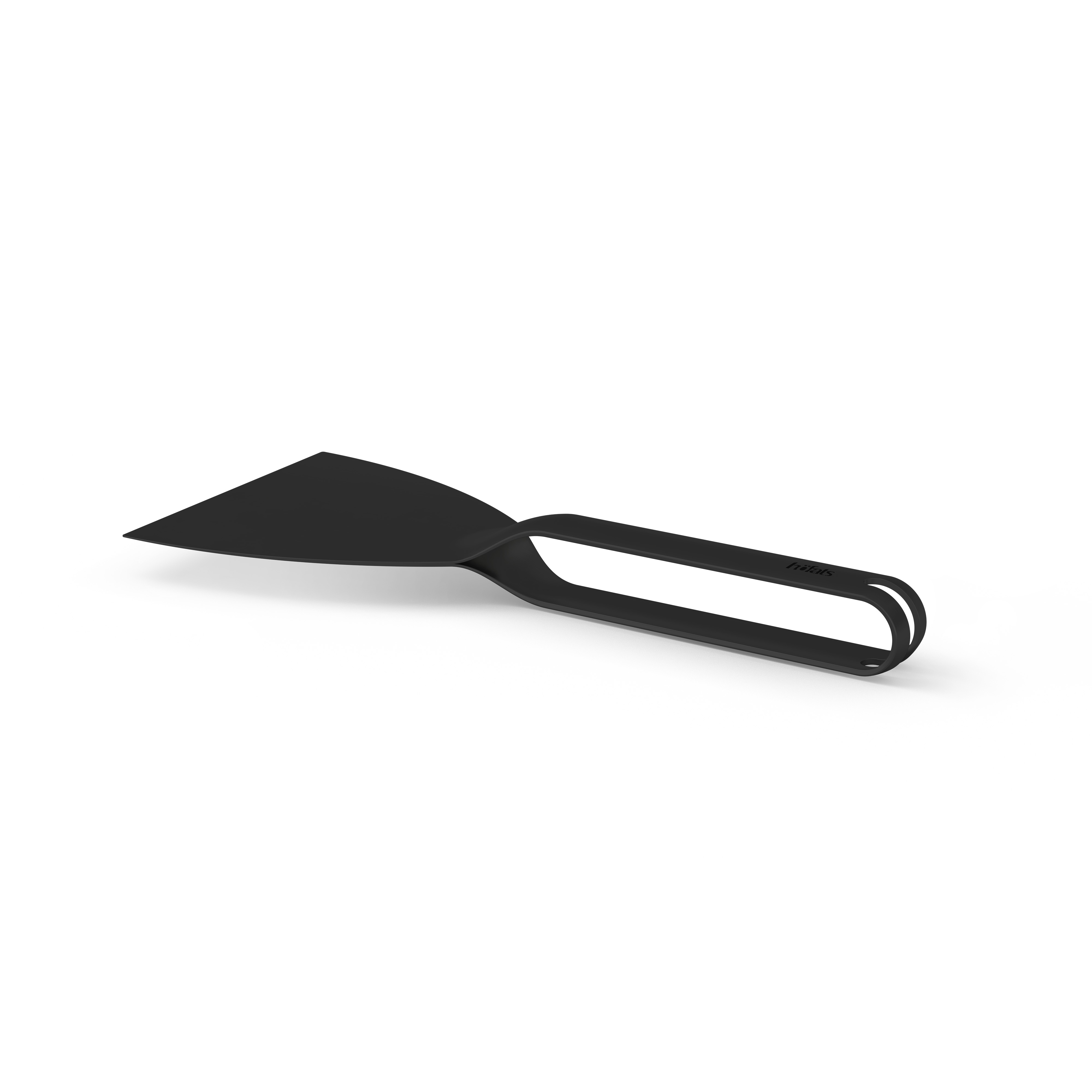 Scraper black The 00857 Spatula black is shown as a black metal scraper with a handle, creating a stylish and accessible visual.