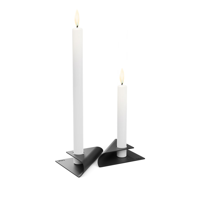 SQUARE CANDLE Candleholder black This image shows a pair of candles on a white background, with the SQUARE CANDLE Candleholder black.