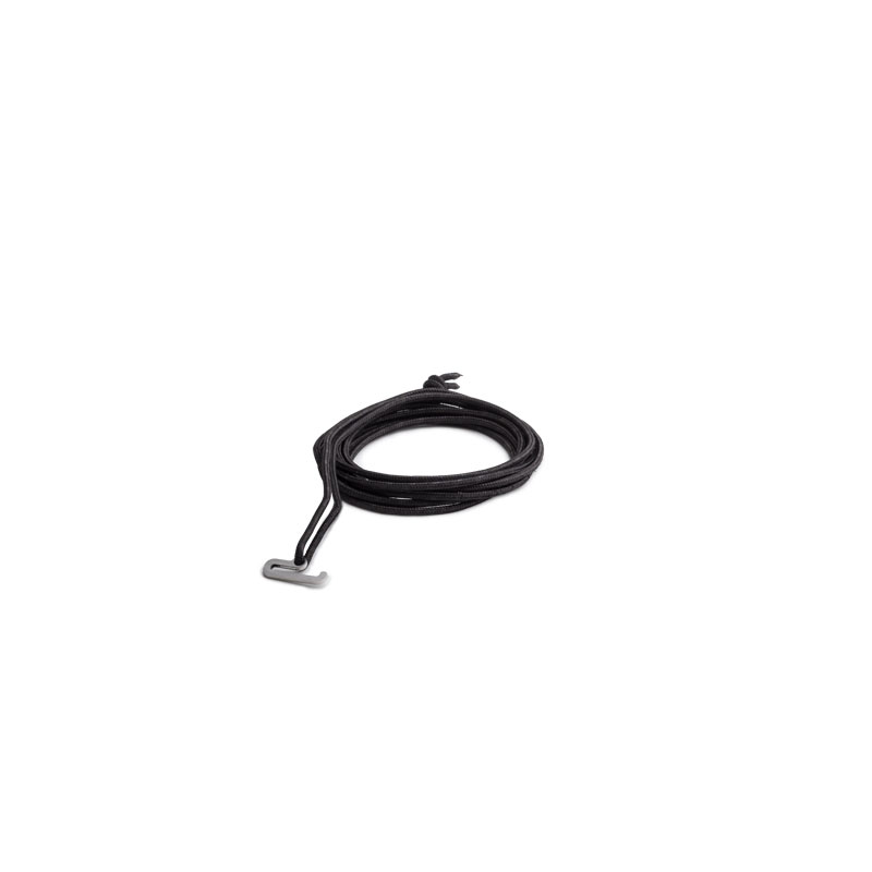 A black cable with a white background, with the GRAVITY CANDLE Hanging Rope adding a functional and elegant touch to the scene.