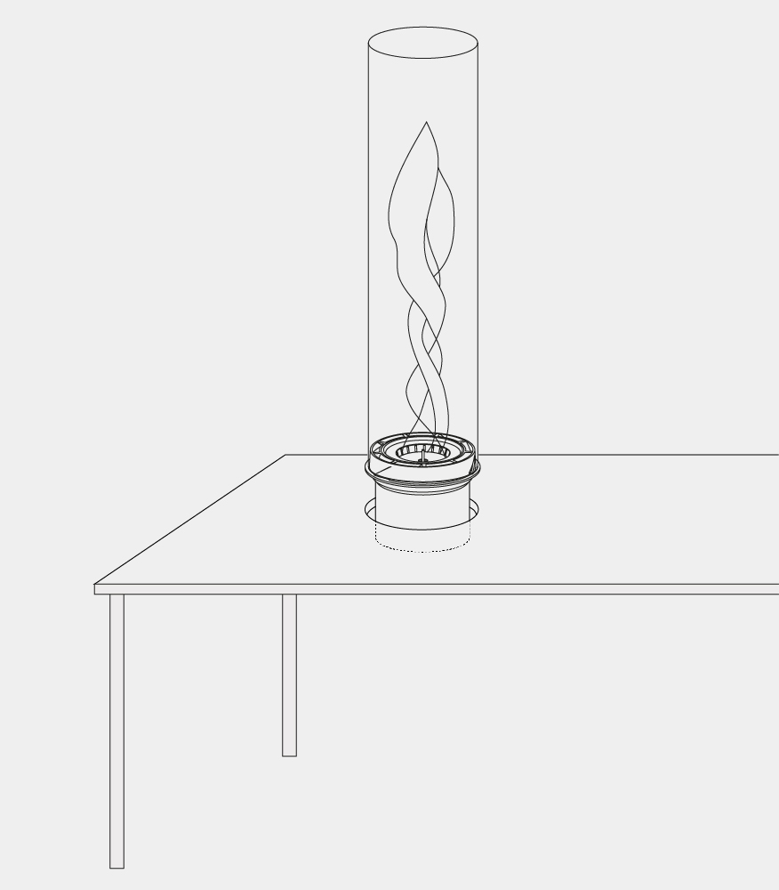 Illustration SPIN air Einbau an einem Tisch