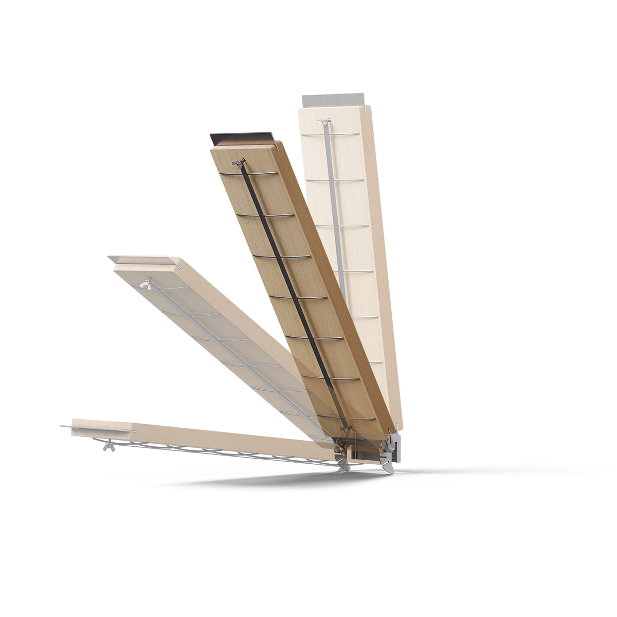A wooden structure with a metal frame, enriched by the presence of the Cube Ocean Set 4, which merges design with utility.