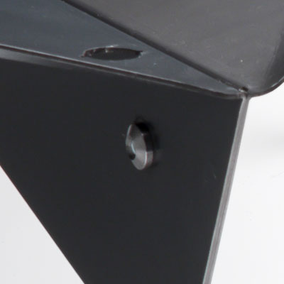 Illustrated is a black metal object with holes on it, with the TRIPLE Screw set