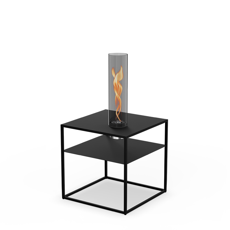 FIRE FRAME Lounge Table with SPIN air 900 Built-in all black Studiobild von FIRE FRAME mit SPIN air all black