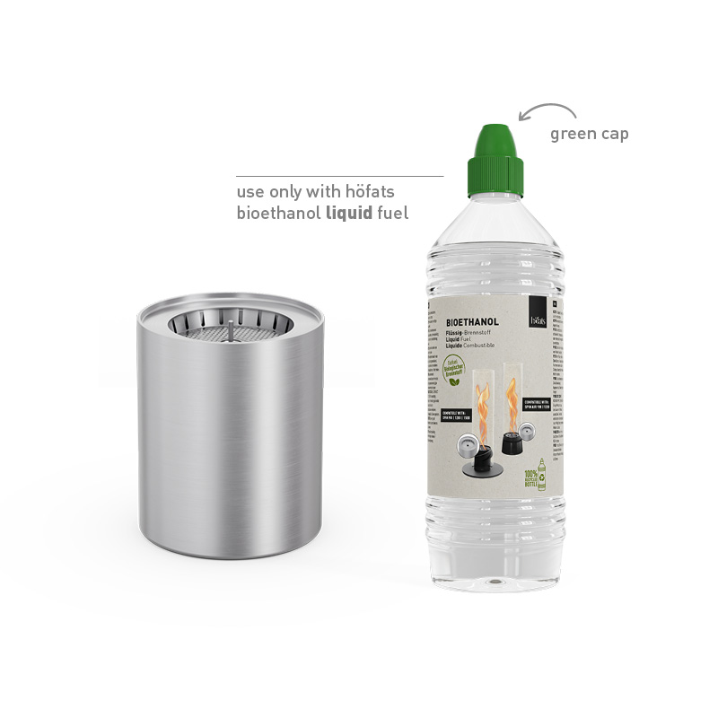 A bottle of ethanol and a BioBurner