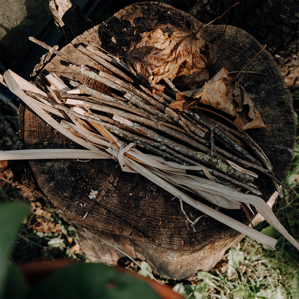 a pile of wood