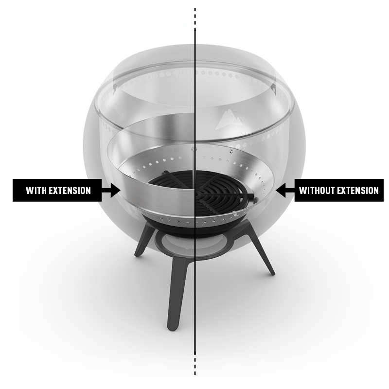 A Scematic showing the comparision between MOON 45 with and without Ash tray extension