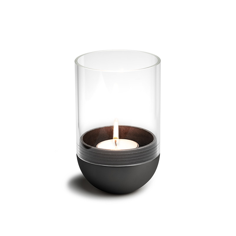 GRAVITY CANDLE Lantern black This image shows a candle in a glass container, with the GRAVITY CANDLE Lantern black.