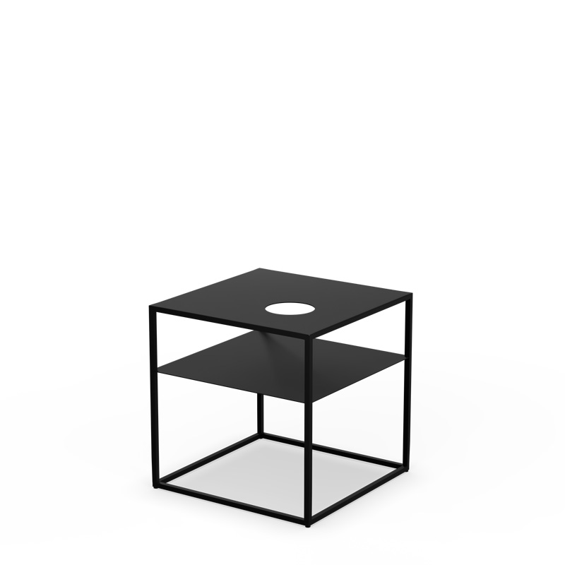 FIRE FRAME Lounge Table with SPIN air 1200 Built-in all black FIRE FRAME Lounge Tisch Studiobild