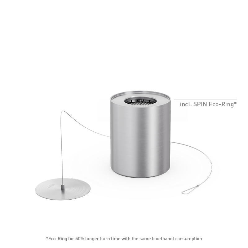 Bioethanol-Burner 900 with Eco-Ring and Extinguishing Lid A depiction of the 900 BioBurner and it's lid with a white background