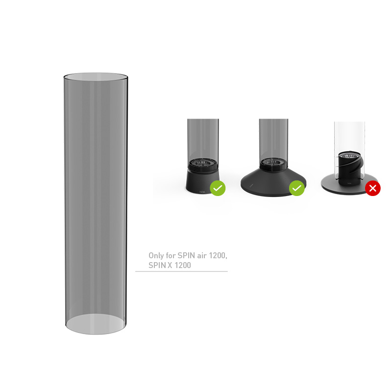 SPIN air 1200 all black Glass Cylinder A replacement glass with a smoked glass look for spin air 1200