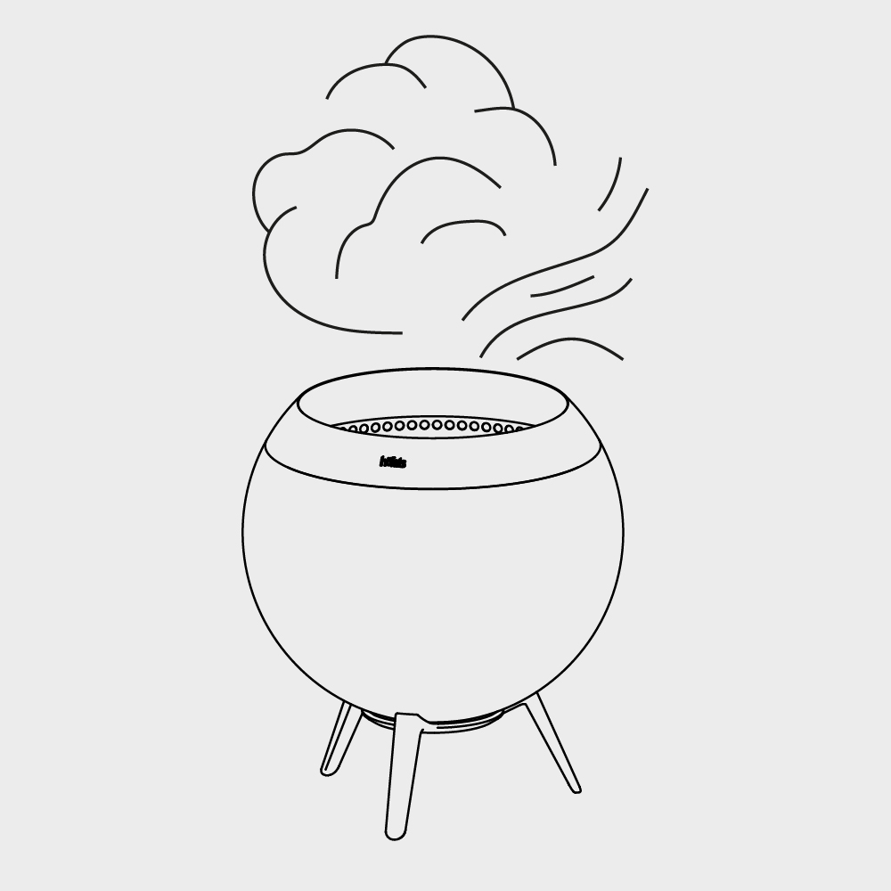a drawing of a pot with smoke coming out