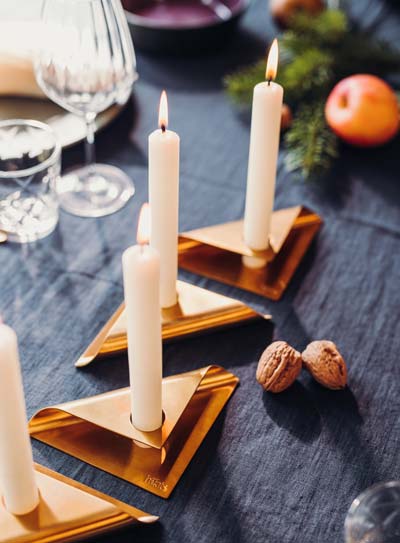The photo presents a table with candles and a glass of wine, with the SQUARE CANDLE (Matrix - Parent).