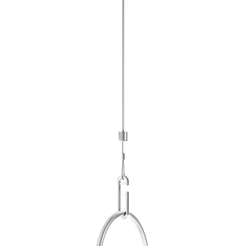 a white light fixture with a metal ring.
