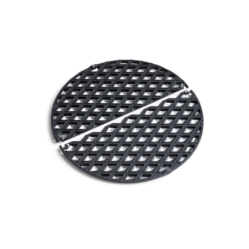 Scene showing a black round metal grid, where the CONE Cast Iron Grid stands out for its practical elegance.