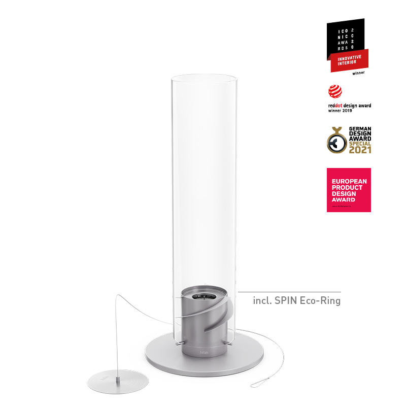 SPIN 1200 Tabletop Fireplace grey The 00697 Spin 1200 Tablefire grey integrates seamlessly into the setting, where a tablefire is shown on a white background