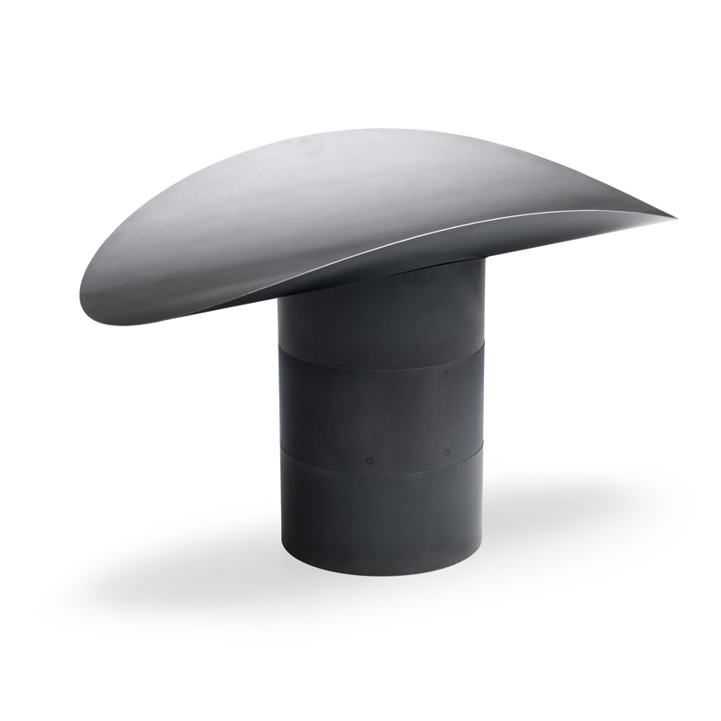 A view of a black hat with a white background, with the ELLIPSE Fire Bowl.