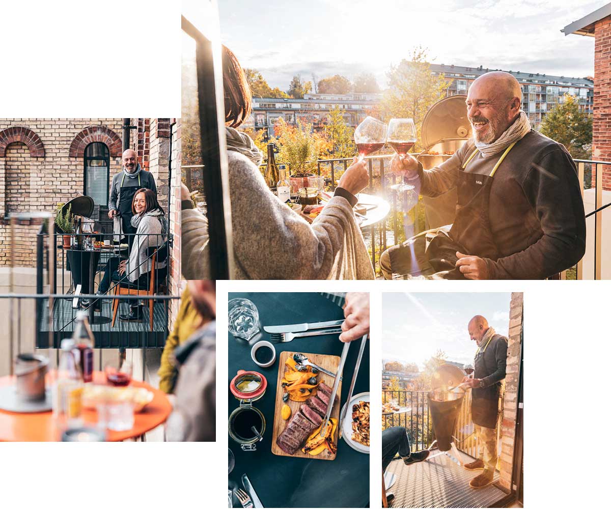 The photo presents a collage of photos of people enjoying at a restaurant, with the CONE.