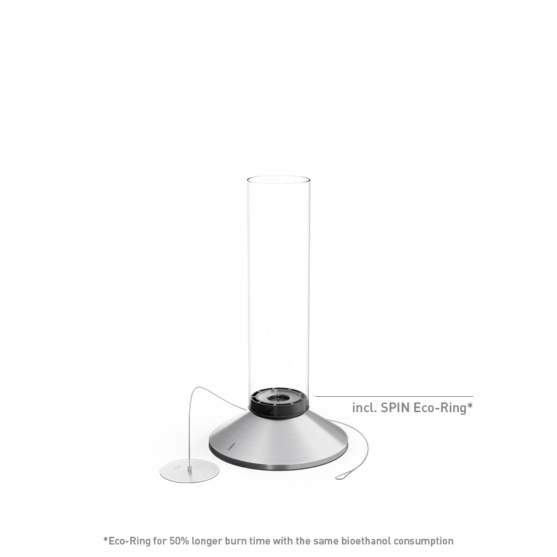 SPIN X 900 Tabletop Fireplace silver SPIN X 900 Tischfeuer silber Studiobild