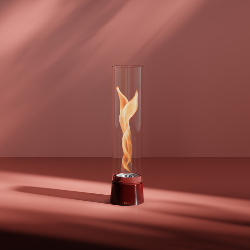 SPIN air 900 Tabletop Fireplace enamel red A spin with a flame inside the 00813 Spin Air 900 Tablefire Emaille red complements the moment with its thoughtful design.