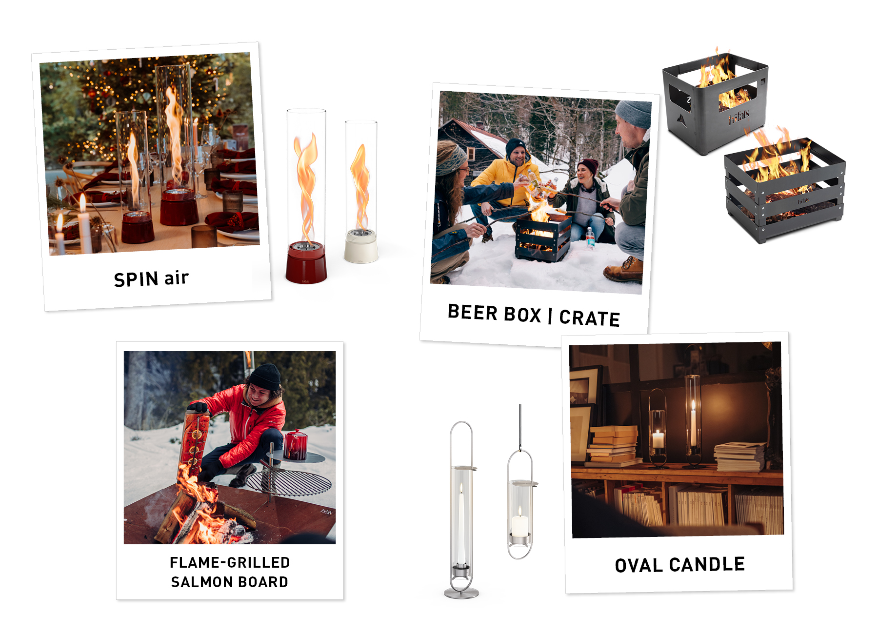 A collagelage of photos showing different usecases of products, as a inspiration for gifts