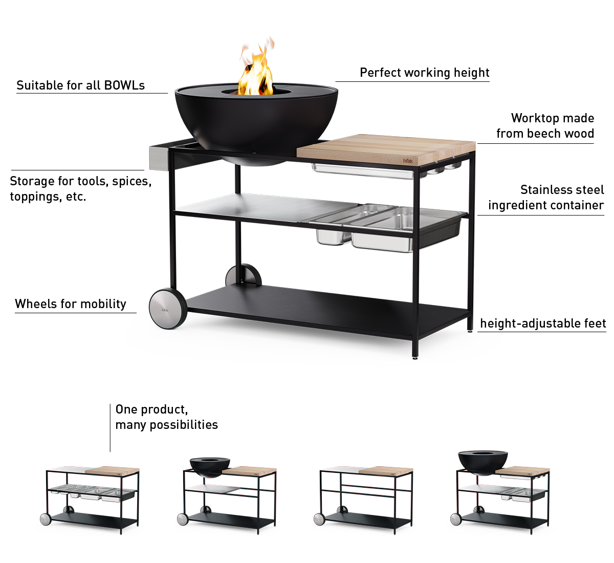 Illustrated is the bb grill is a great way to cook, with the FIRE KITCHEN.