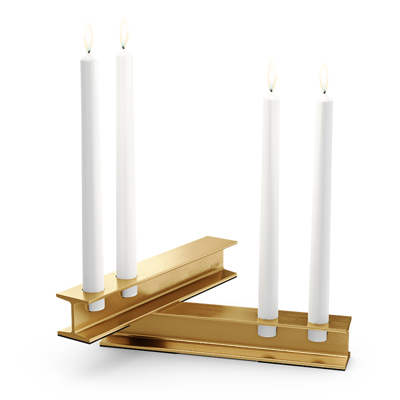 Experience a pair of candles on a stand with the refined touch of the 00662 Henry Metal II Gold