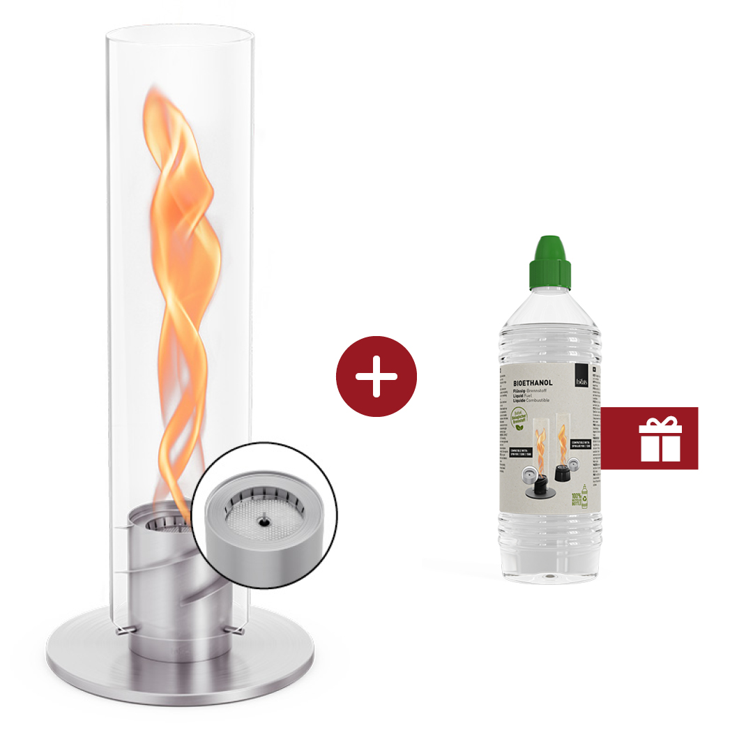 An inviting scene with a SPIN and a bottle of ethanol with a gift lable on it