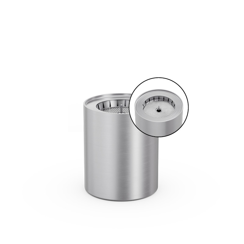 SPIN 1200 Bio-Burner with Eco-Ring and Extinguishing Lid A depiction of a stainless canister with a lid, featuring the 00696 Spin 1200 Bio Burner as a central and purposeful element.