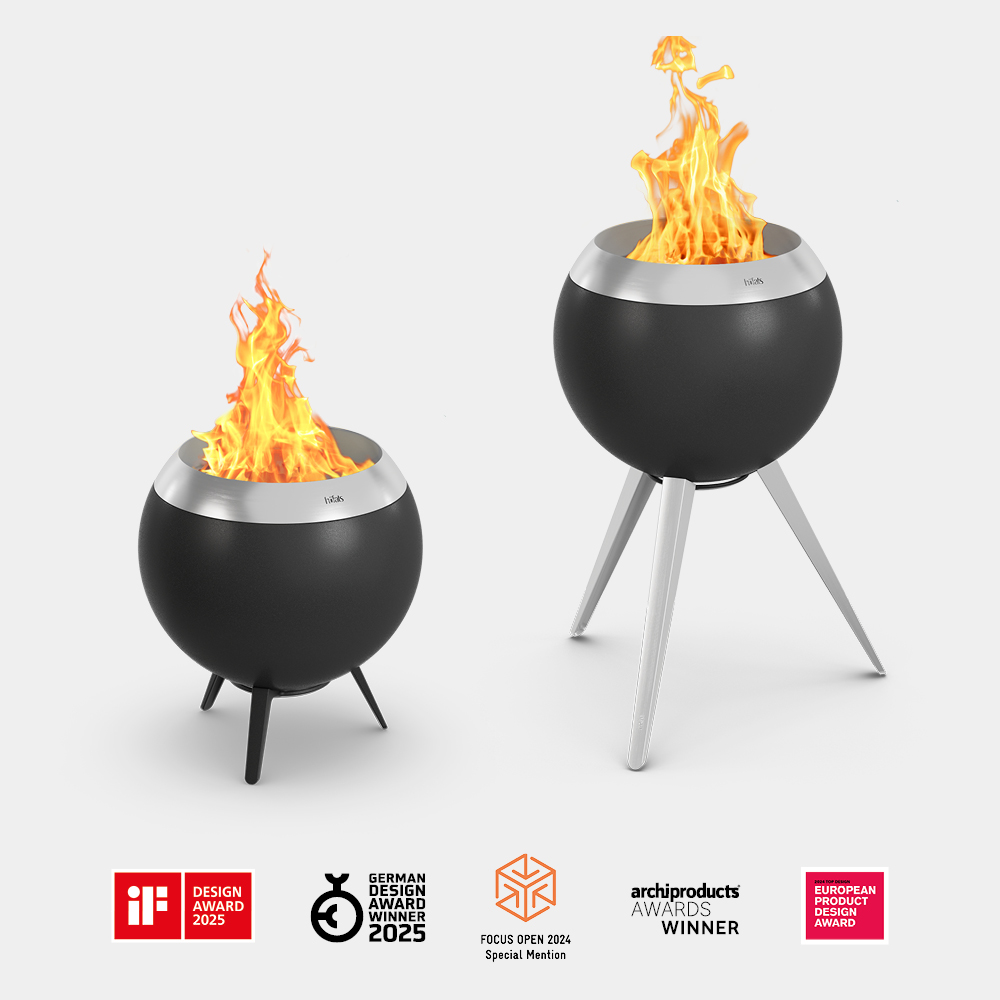 A fire pit with a flame on top and a fire in the middle