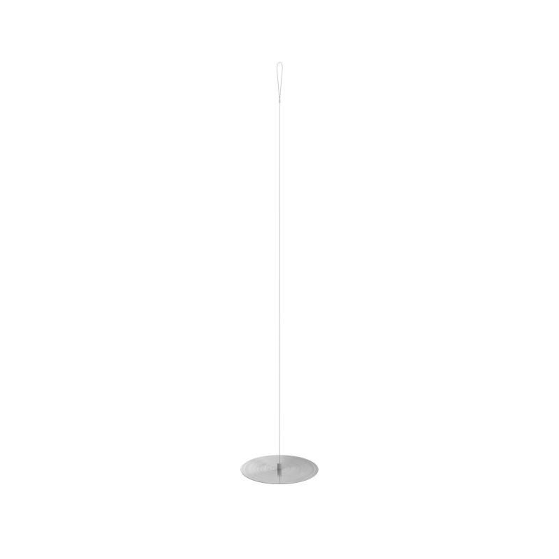 Scene shoping a white background and a stainless steel lid, the 00701 Spin 1200 Extinguishing Lid.