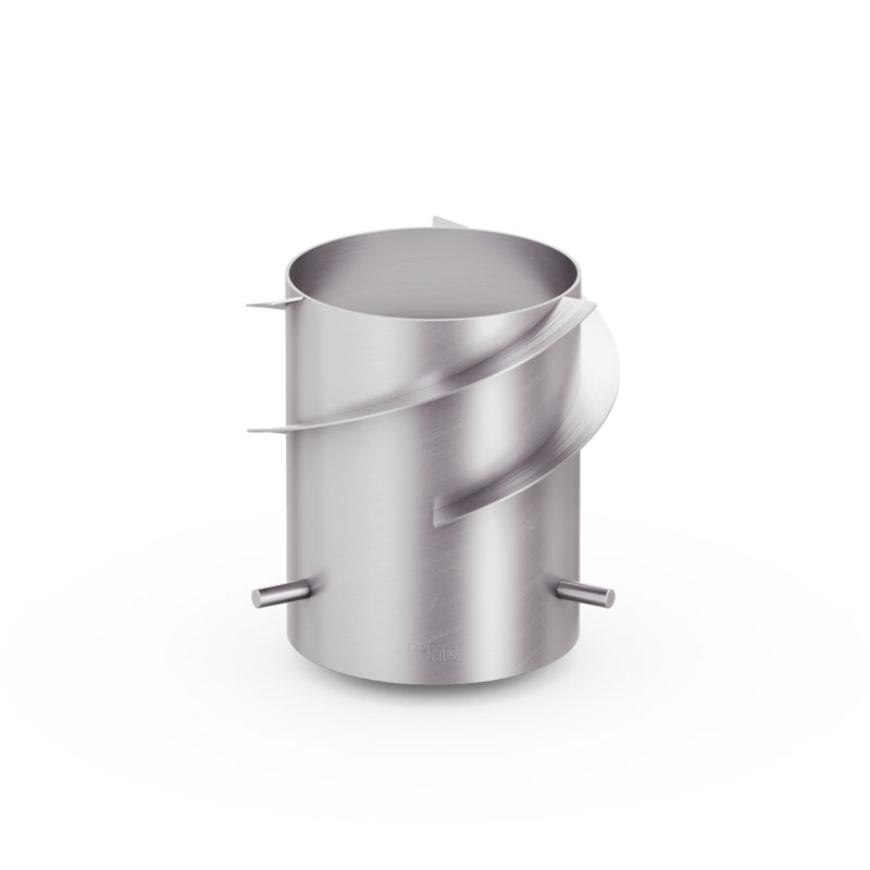 A stainless cup with a curved design, enriched by the presence of the 00640 Spin 1500 wingbody silver, which merges design with utility.