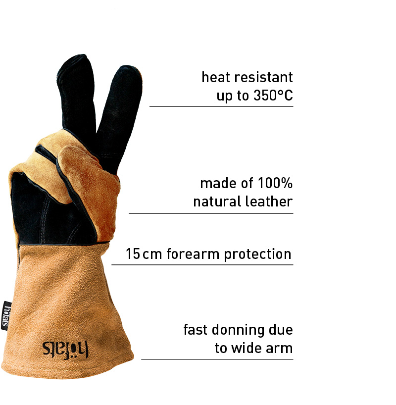 A leather glove showing the characteristics of the Tools leather glove