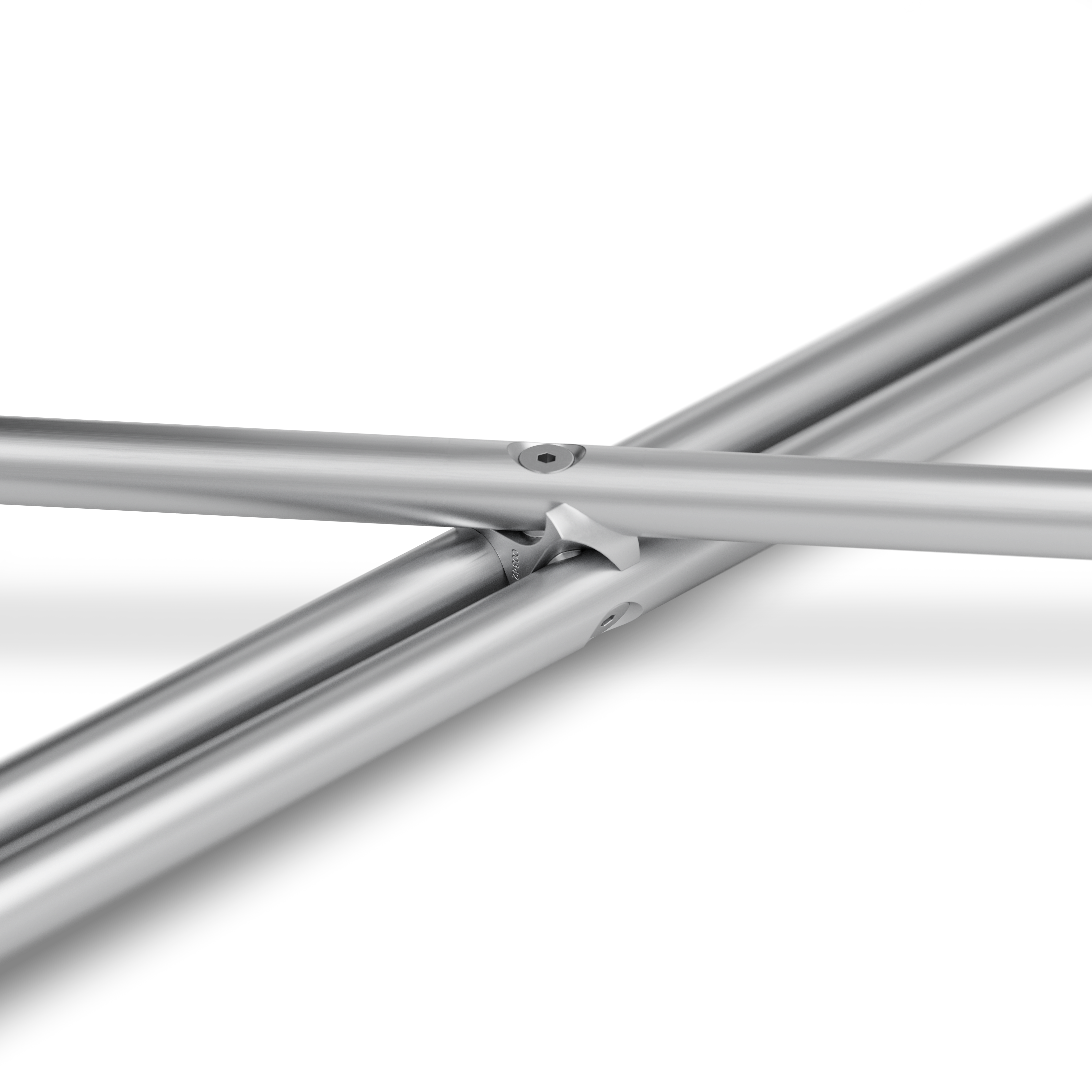 Experience a pair of stainless rods on a white background with the refined touch of the 00342 Bowl 57 Tripod
