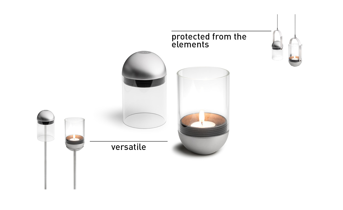 Depicted here is a candle holder with a candle and a glass holder, with the LOGO GRAVITY CANDLE M90 Lantern.